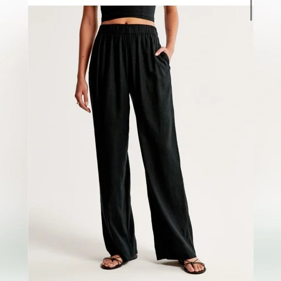 Abercrombie Linen-Blend Pull-On Pant - Black - Picture 5 of 7